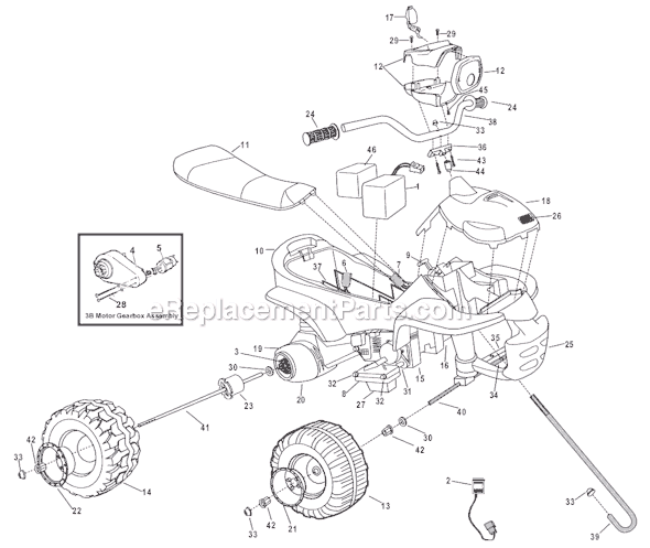 Page A Diagram and Parts List for 78476-9993  Power Wheels Ride-On Cars